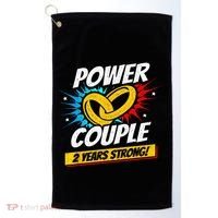 Married 2 Years Power Couple 2nd Wedding Anniversary Golf Towel thumb 0