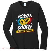 Married 2 Years Power Couple 2nd Wedding Anniversary Women's Long Sleeve Shirt thumb 0
