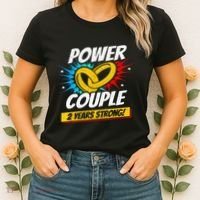 Married 2 Years Power Couple 2nd Wedding Anniversary Women's T-Shirt thumb 2