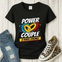 Married 2 Years Power Couple 2nd Wedding Anniversary Women's T-Shirt thumb 3