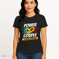 Married 2 Years Power Couple 2nd Wedding Anniversary Women's T-Shirt thumb 4