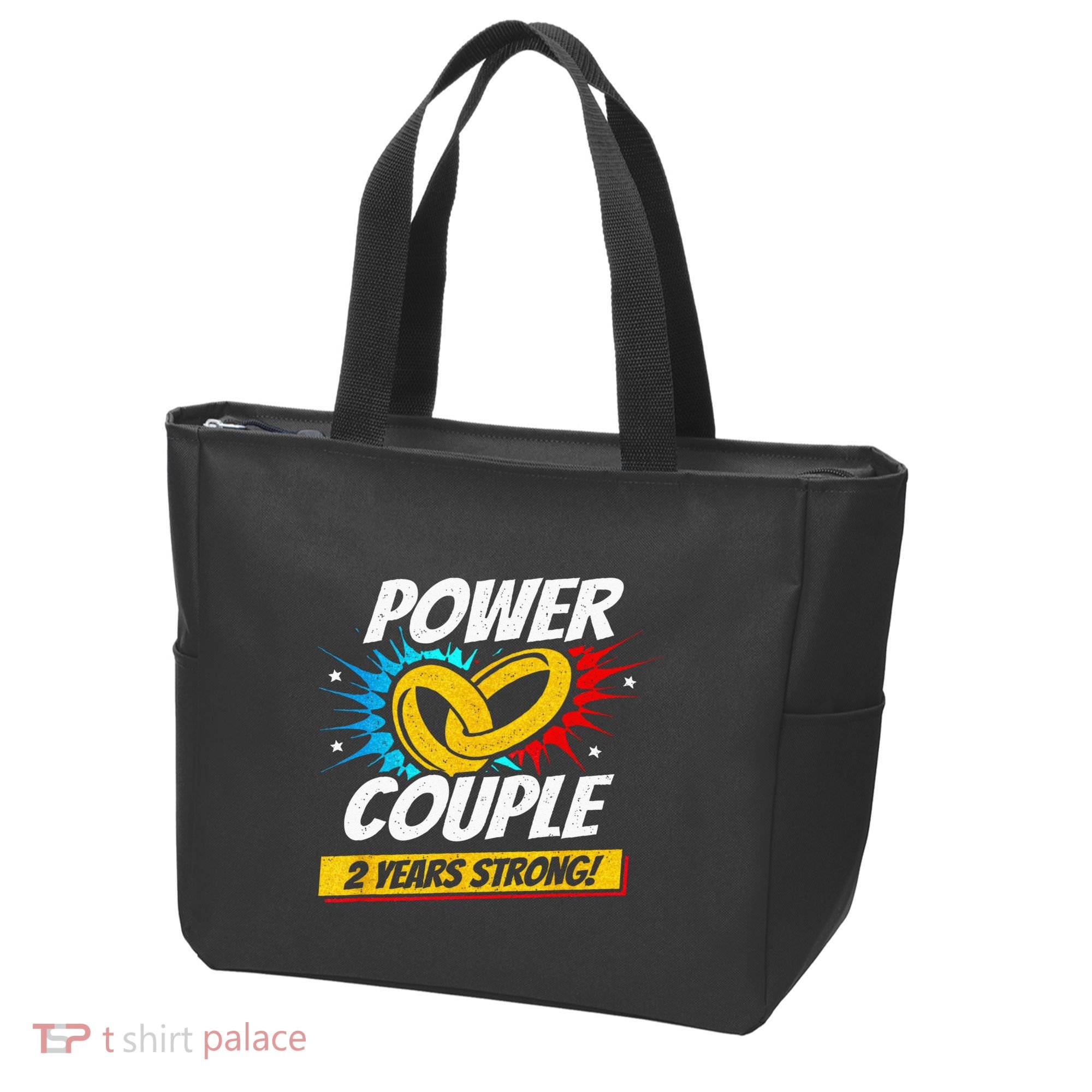 Married 2 Years Power Couple 2nd Wedding Anniversary Tote Bag