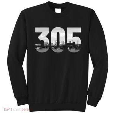 Miami 305 Area Code Skyline Florida Vintage Sweatshirt