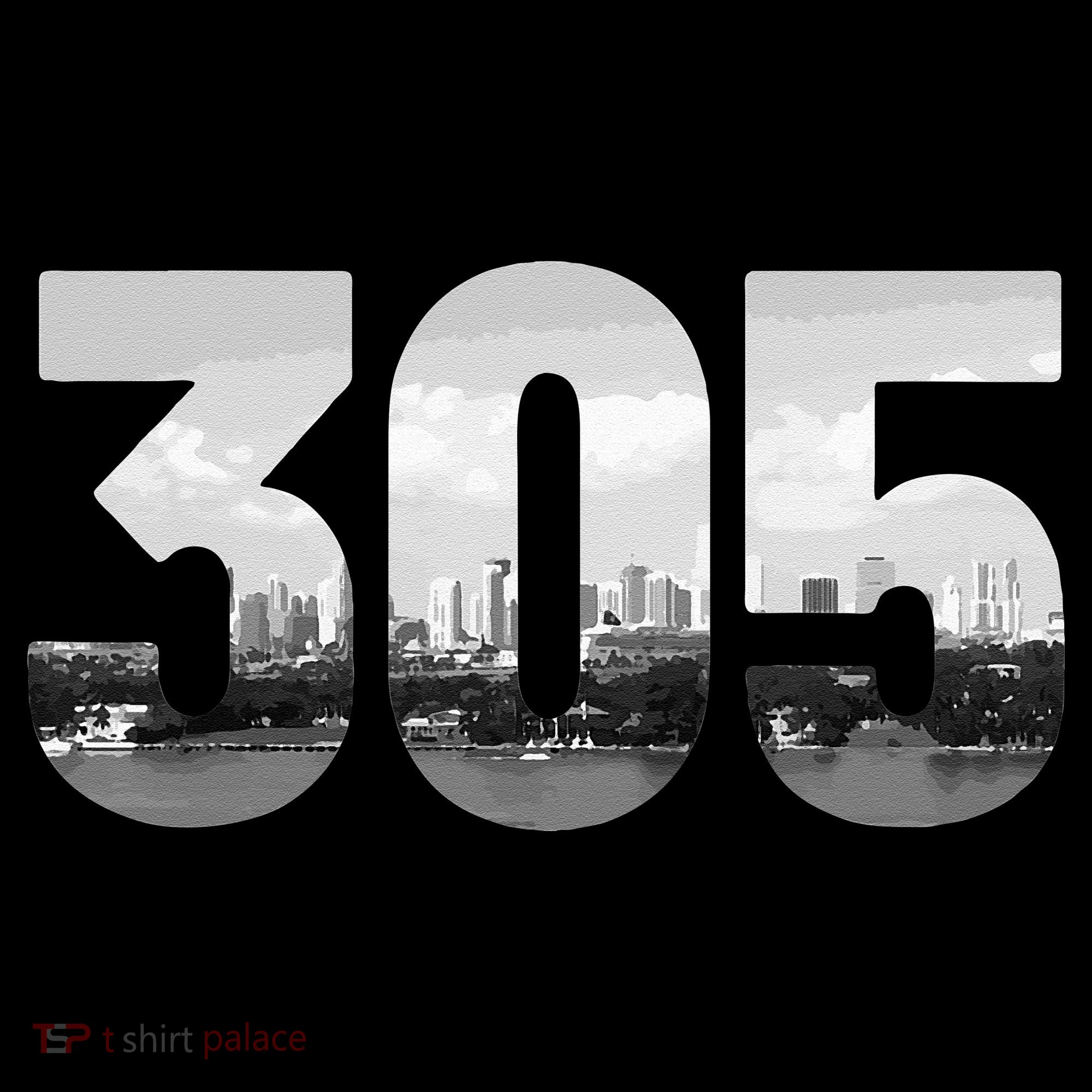 Miami 305 Area Code Skyline Florida Vintage T-Shirt