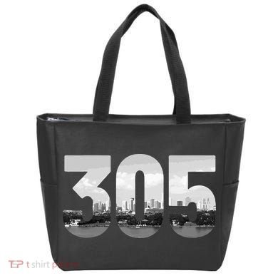 Miami 305 Area Code Skyline Florida Vintage Tote Bag