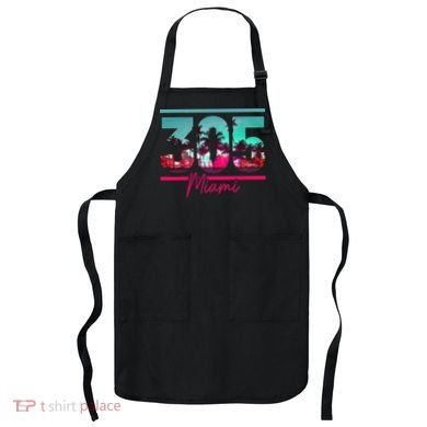 Miami 305 Area Code Florida Vintage Palm Trees Pride Retro Apron