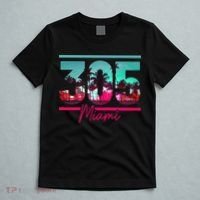 Miami 305 Area Code Florida Vintage Palm Trees Pride Retro T-Shirt thumb 5
