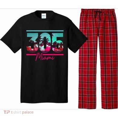 Miami 305 Area Code Florida Vintage Palm Trees Pride Retro Pajama Set