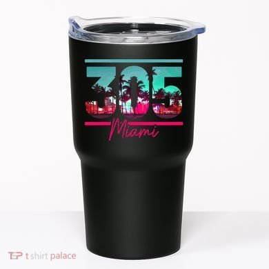 Miami 305 Area Code Florida Vintage Palm Trees Pride Retro Tumbler