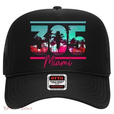 Miami 305 Area Code Florida Vintage Palm Trees Pride Retro Hat