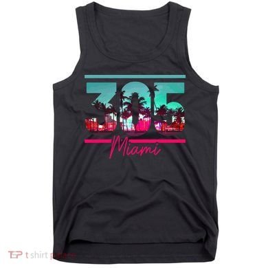Miami 305 Area Code Florida Vintage Palm Trees Pride Retro Tank Top