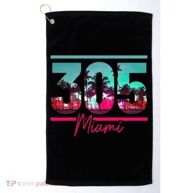 Miami 305 Area Code Florida Vintage Palm Trees Pride Retro Golf Towel