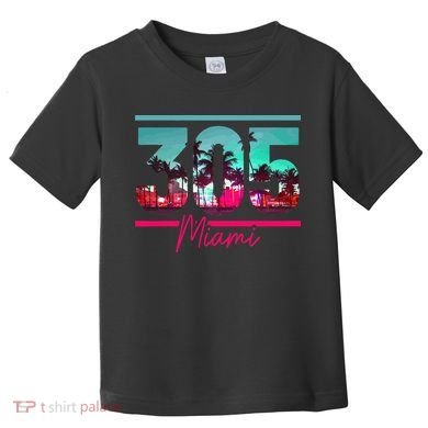 Miami 305 Area Code Florida Vintage Palm Trees Pride Retro Toddler T-Shirt