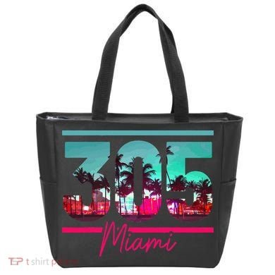 Miami 305 Area Code Florida Vintage Palm Trees Pride Retro Tote Bag