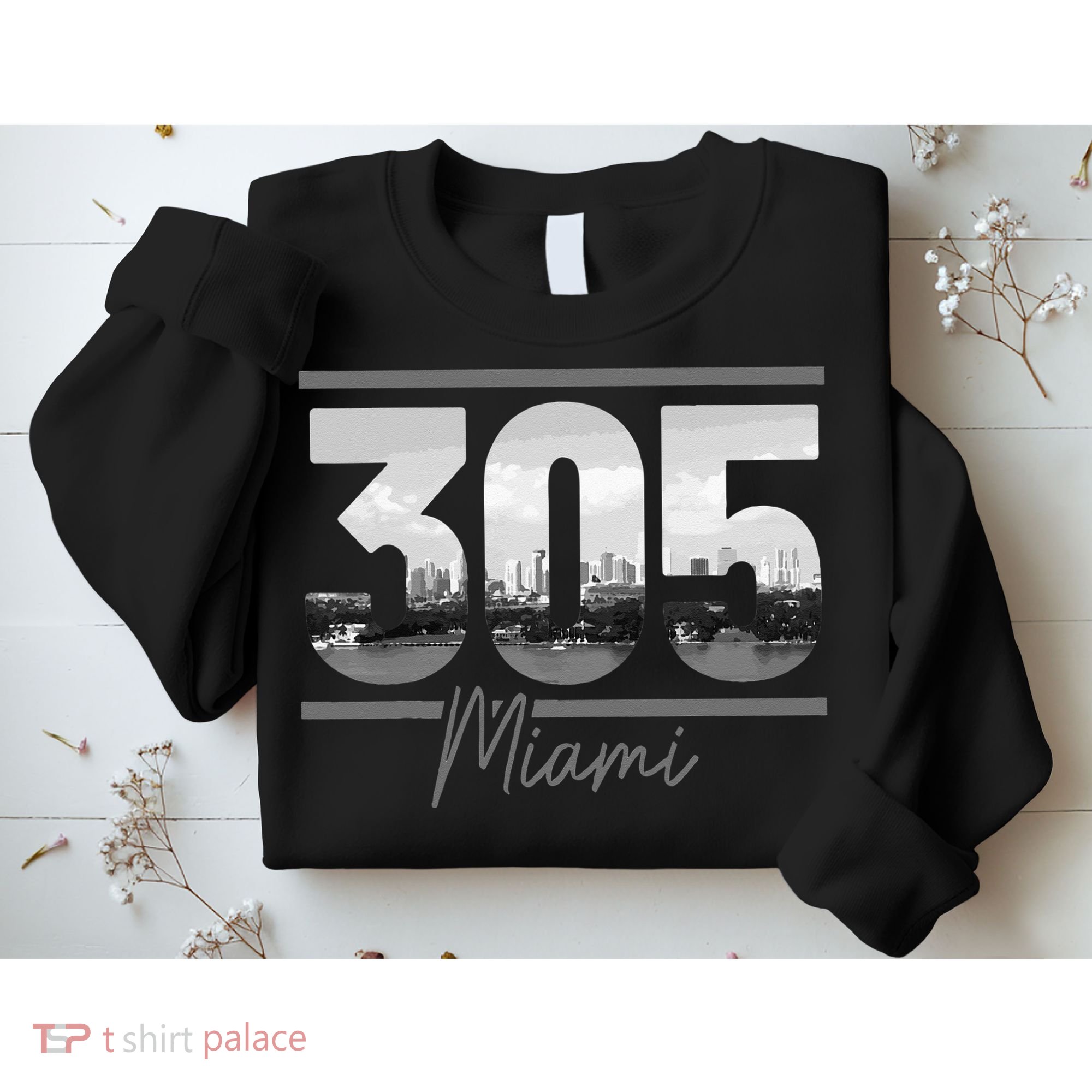 Miami 305 Area Code Skyline Florida Vintage Sweatshirt