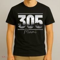 Miami 305 Area Code Skyline Florida Vintage T-Shirt thumb 3