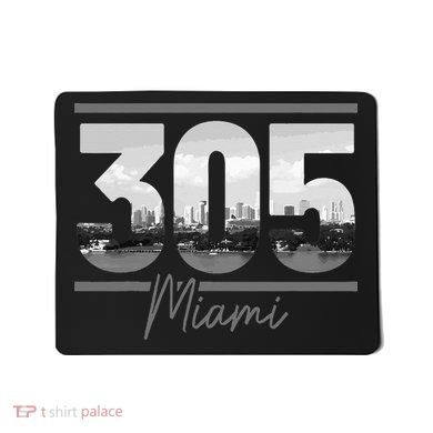 Miami 305 Area Code Skyline Florida Vintage Mousepad