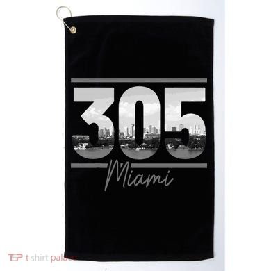 Miami 305 Area Code Skyline Florida Vintage Golf Towel