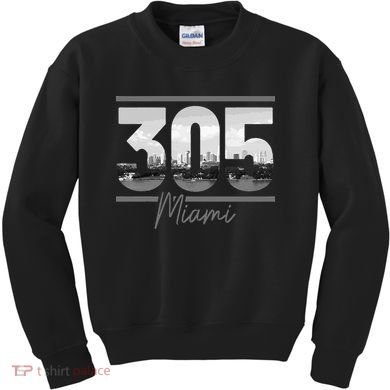 Miami 305 Area Code Skyline Florida Vintage Kids Sweatshirt