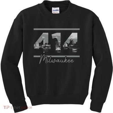 Milwaukee 414 Area Code Skyline Wisconsin Vintage Kids Sweatshirt