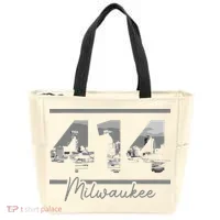 Milwaukee 414 Area Code Skyline Wisconsin Vintage Tote Bag thumb 0