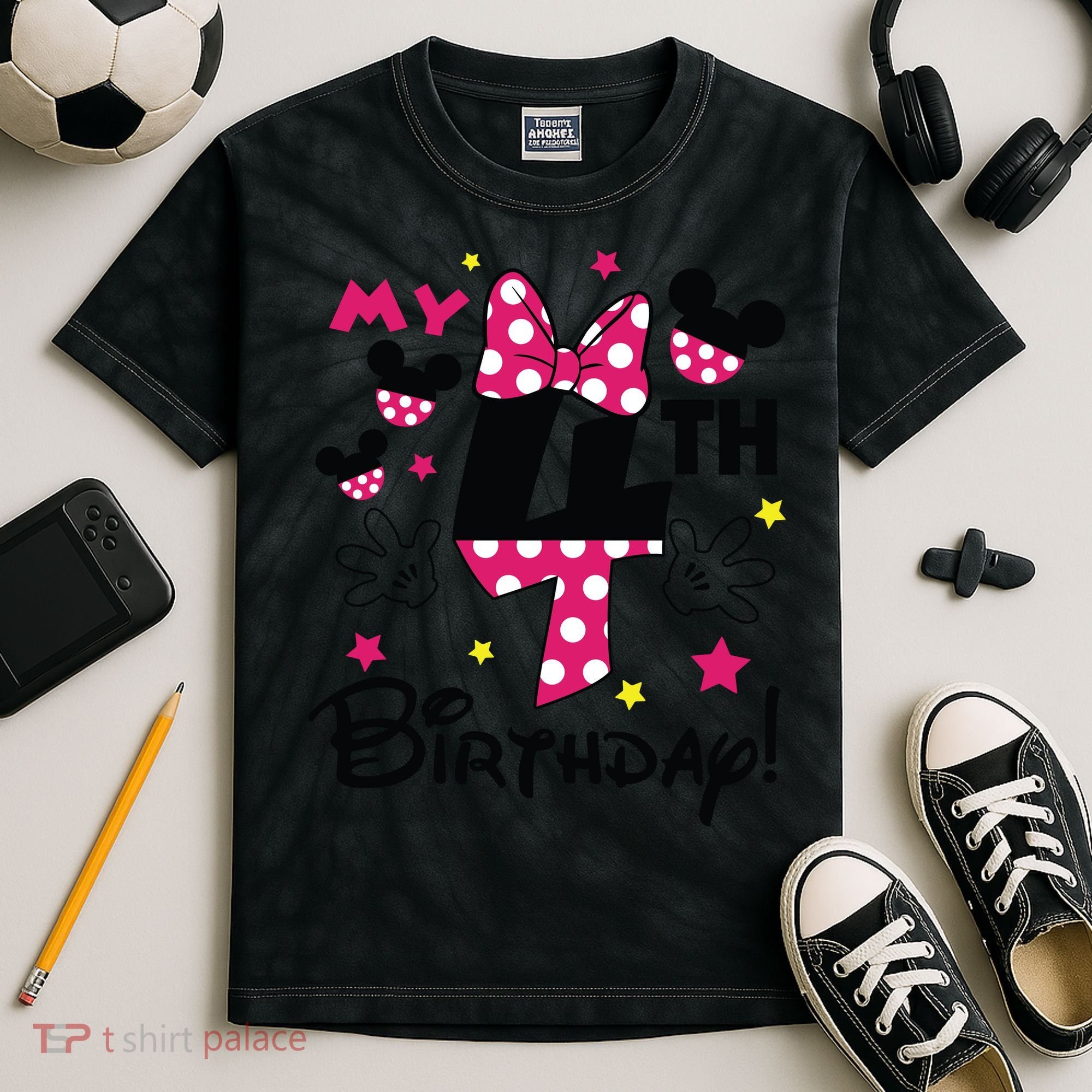 My 4th Birthday Funny Birthday Party Girl Kids Tie-Dye T-Shirt
