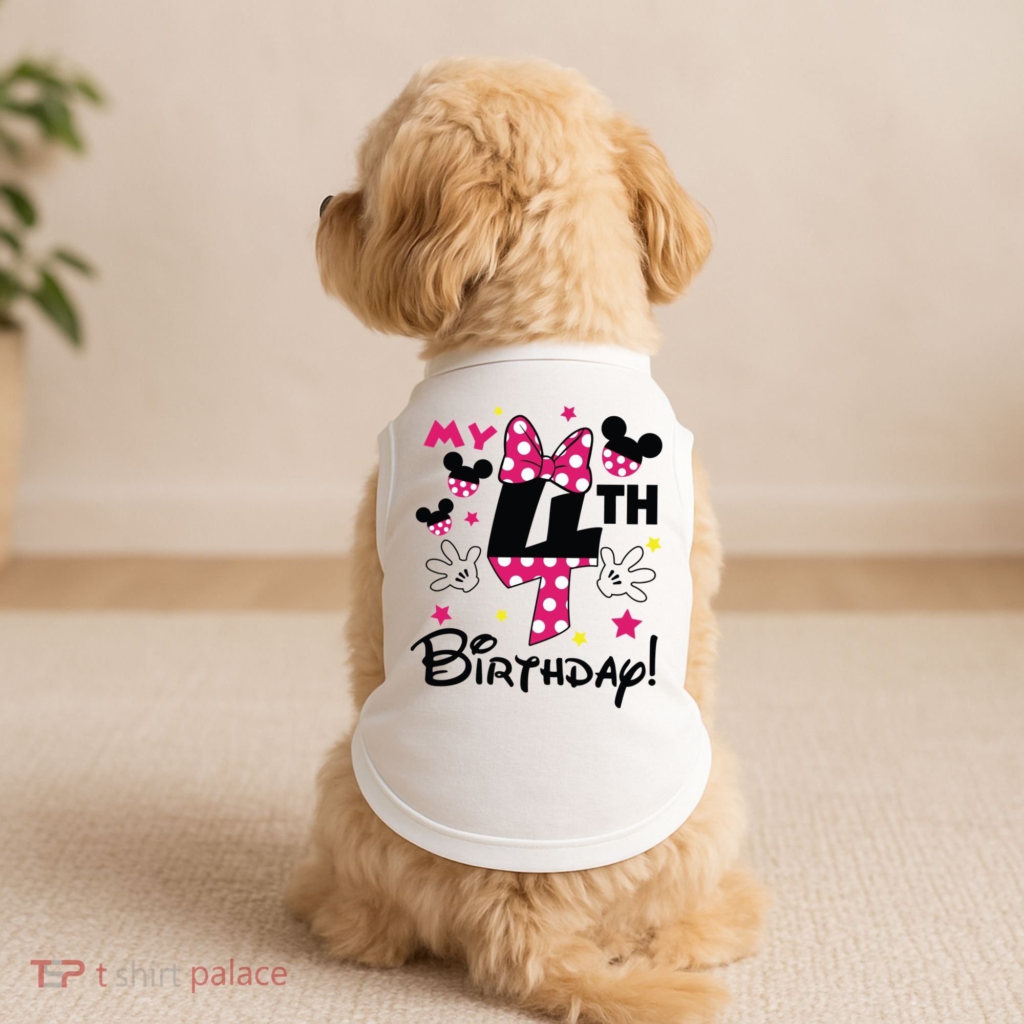 My 4th Birthday Funny Birthday Party Girl Doggie Tank