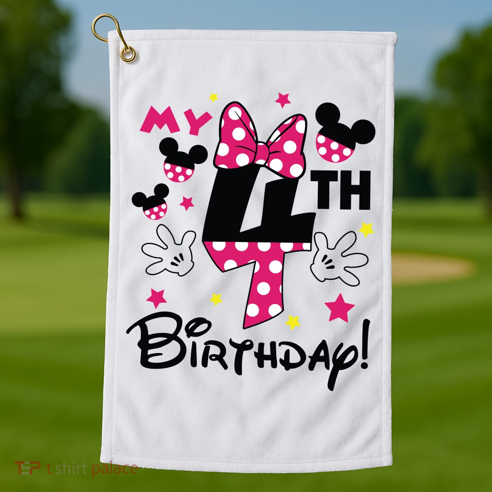 My 4th Birthday Funny Birthday Party Girl Golf Towel