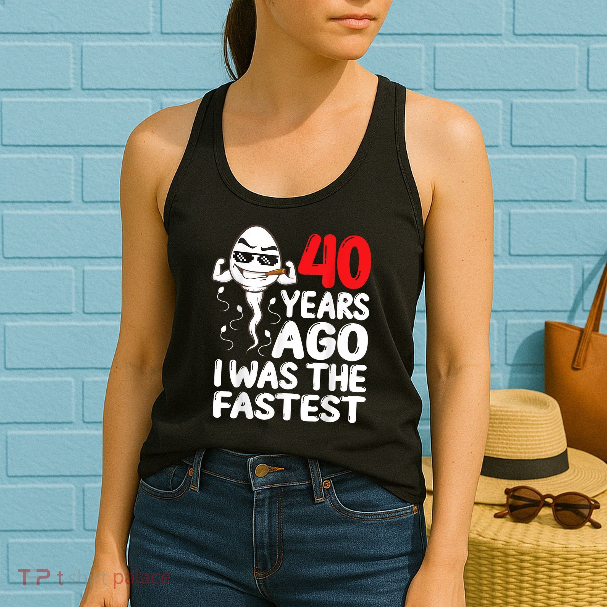 m.e.ns 40th Birthday Gag dress 40 Years Ago I Was The Fastest Funny Women's Tank Top