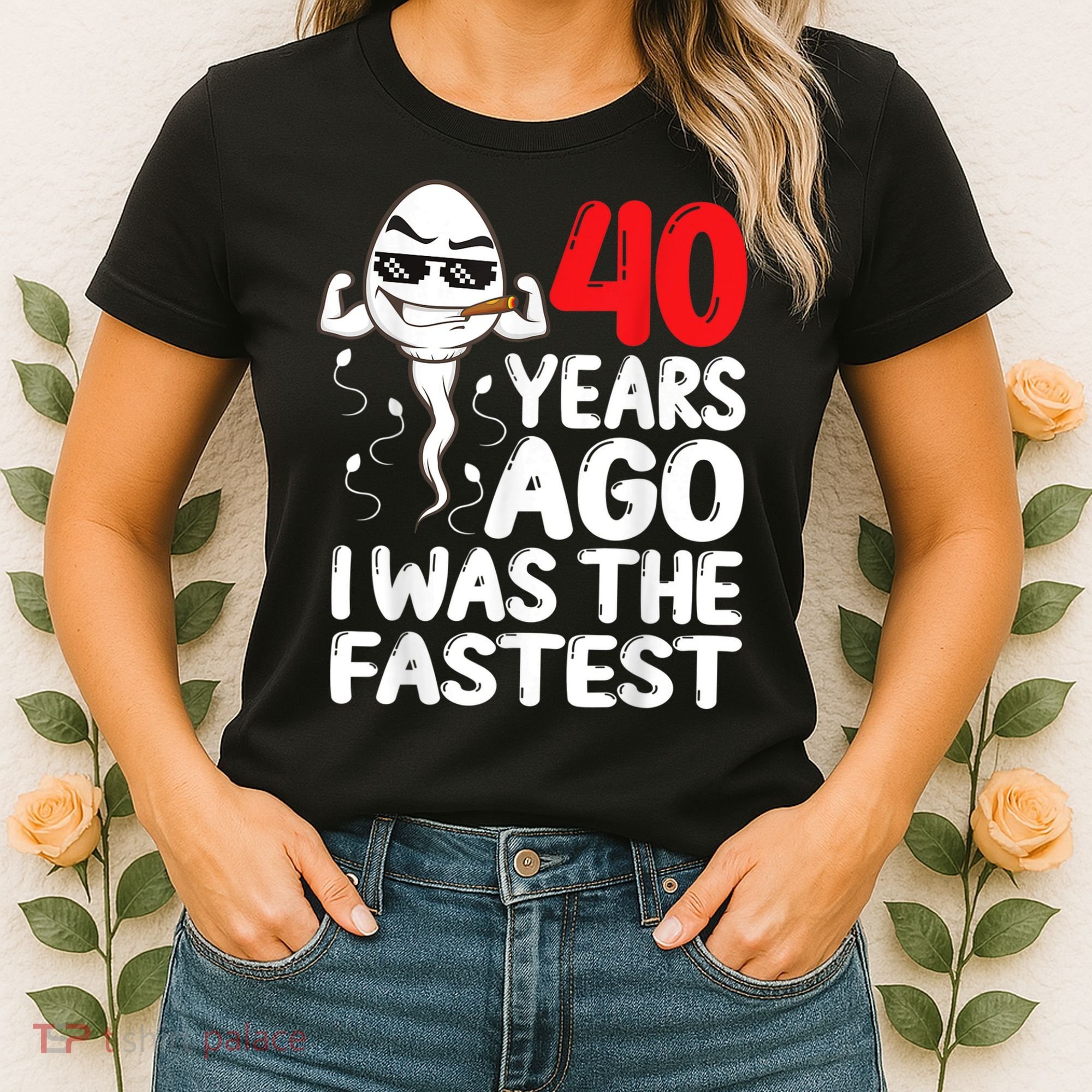 m.e.ns 40th Birthday Gag dress 40 Years Ago I Was The Fastest Funny Women's T-Shirt