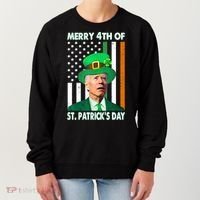 Merry 4th Of St Patrick's Day Confused Joe Biden Funny Women's Sweatshirt thumb 0