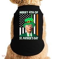 Merry 4th Of St Patrick's Day Confused Joe Biden Funny Doggie Tank thumb 0