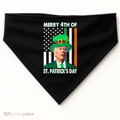 Merry 4th Of St Patrick's Day Confused Joe Biden Funny USA-Made Doggie Bandana