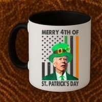 Merry 4th Of St Patrick's Day Confused Joe Biden Funny Coffee Mug thumb 2
