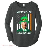 Merry 4th Of St Patrick's Day Confused Joe Biden Funny Women's Perfect Tri Tunic Long Sleeve Shirt thumb 0