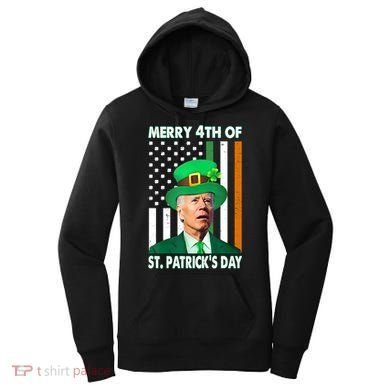 Merry 4th Of St Patrick's Day Confused Joe Biden Funny Women's Hoodie