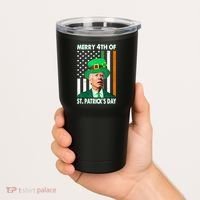 Merry 4th Of St Patrick's Day Confused Joe Biden Funny Tumbler thumb 2