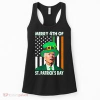 Merry 4th Of St Patrick's Day Confused Joe Biden Funny Women's Tank Top thumb 0