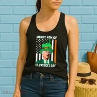 Merry 4th Of St Patrick's Day Confused Joe Biden Funny Women's Tank Top thumb 2