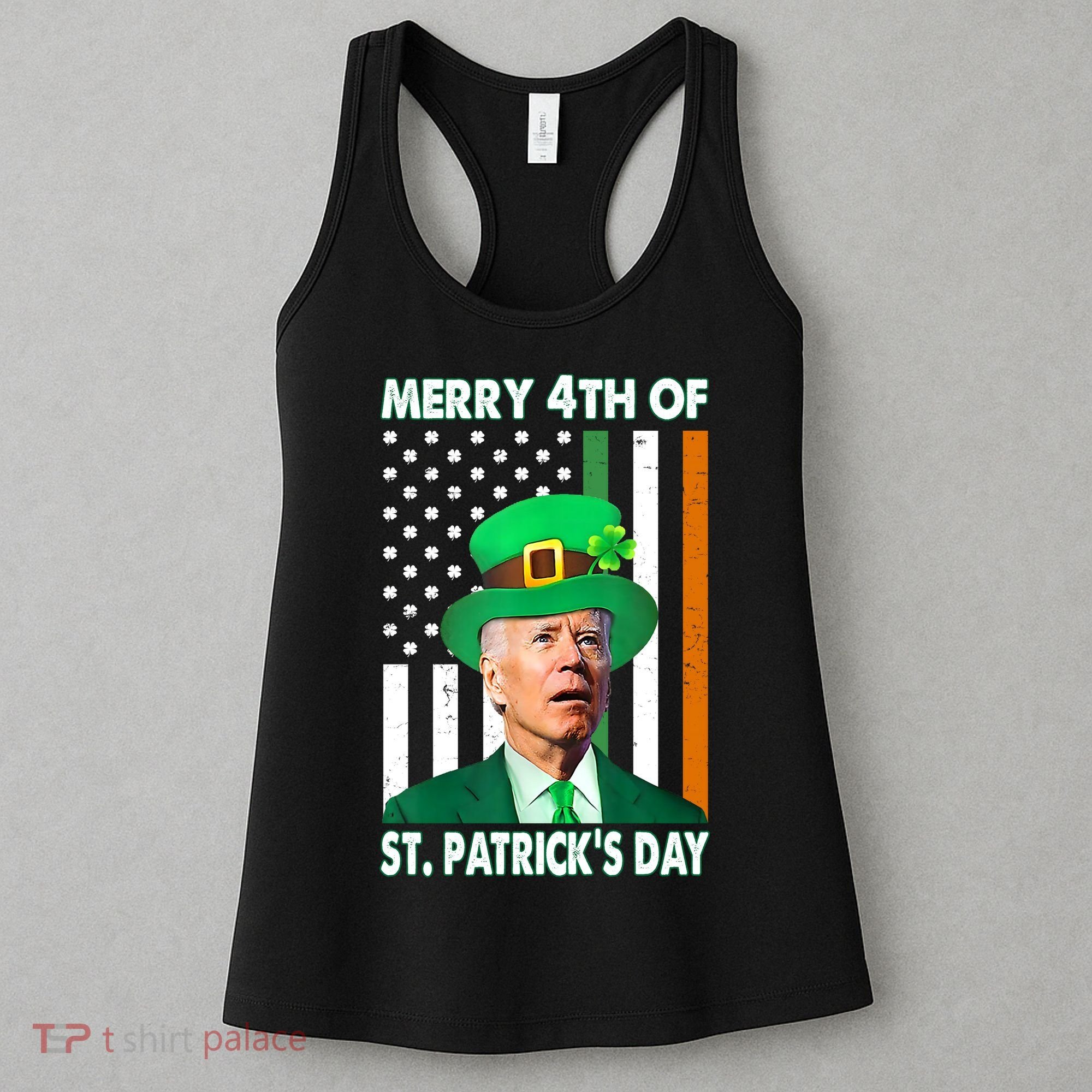 Merry 4th Of St Patrick's Day Confused Joe Biden Funny Women's Tank Top