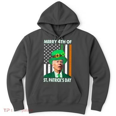 Merry 4th Of St Patrick's Day Confused Joe Biden Funny Hoodie