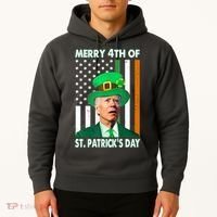 Merry 4th Of St Patrick's Day Confused Joe Biden Funny Hoodie thumb 2