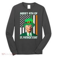 Merry 4th Of St Patrick's Day Confused Joe Biden Funny Long Sleeve Shirt thumb 0