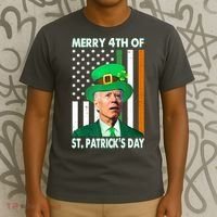 Merry 4th Of St Patrick's Day Confused Joe Biden Funny T-Shirt thumb 3