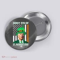 Merry 4th Of St Patrick's Day Confused Joe Biden Funny Button thumb 0