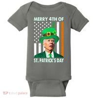 Merry 4th Of St Patrick's Day Confused Joe Biden Funny Baby Bodysuit thumb 0
