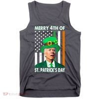 Merry 4th Of St Patrick's Day Confused Joe Biden Funny Tank Top thumb 0