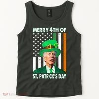 Merry 4th Of St Patrick's Day Confused Joe Biden Funny Tank Top thumb 2