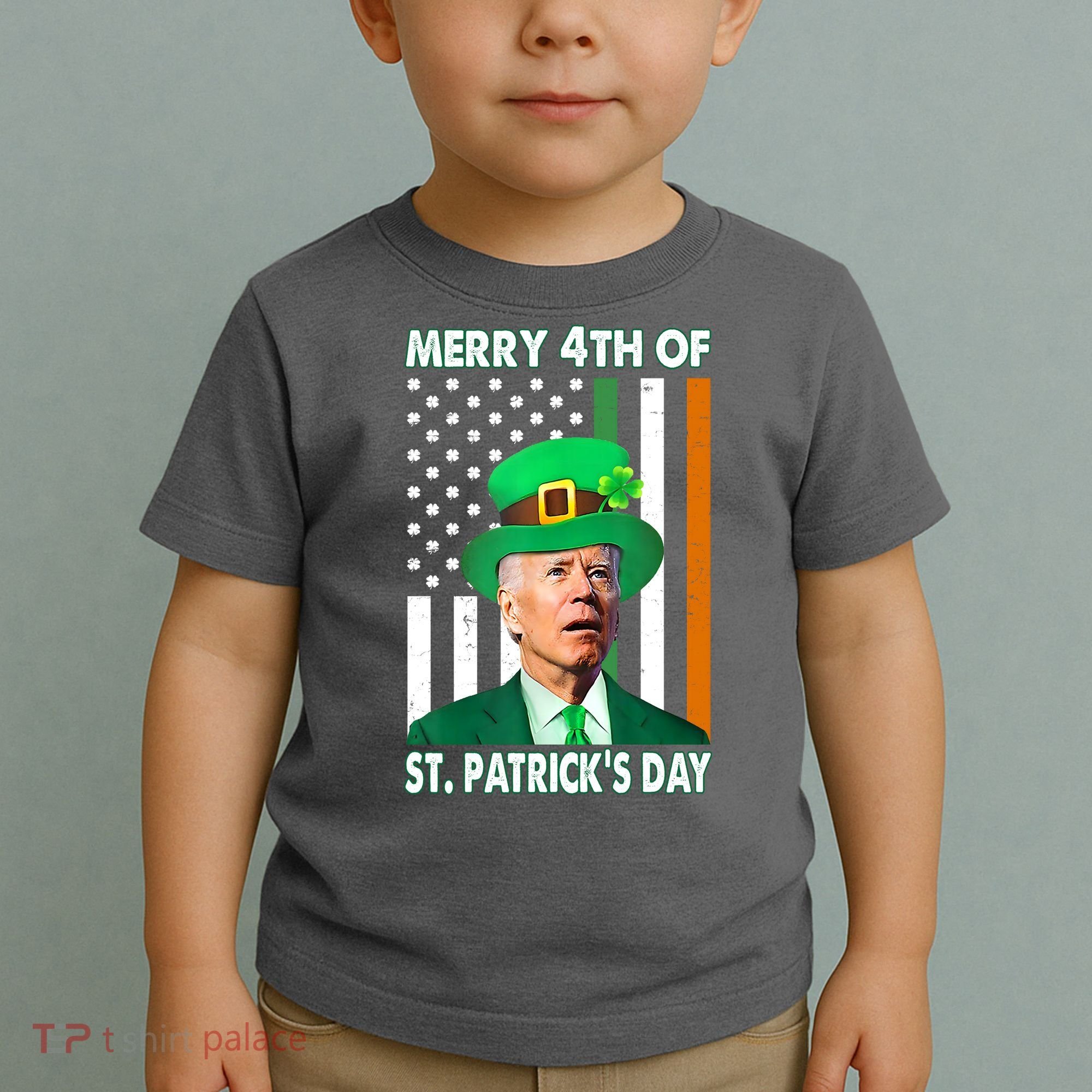 Merry 4th Of St Patrick's Day Confused Joe Biden Funny Toddler T-Shirt
