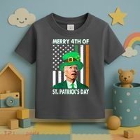 Merry 4th Of St Patrick's Day Confused Joe Biden Funny Toddler T-Shirt thumb 3